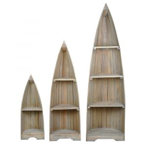 Sunset Trading -  Shabby Chic Cottage  3 Piece Boat Shaped Freestanding Shelves Driftwood Brown - CC-CAB1920S-DW
