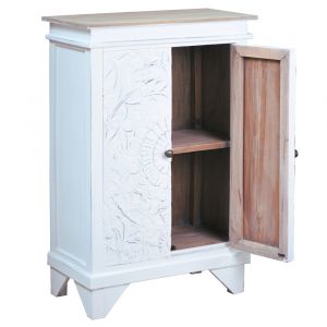 Sunset Trading -  Shabby Chic Cottage  Carved Accent Cabinet Distressed White/Driftwood Brown - CC-CAB236TLD-WWDW