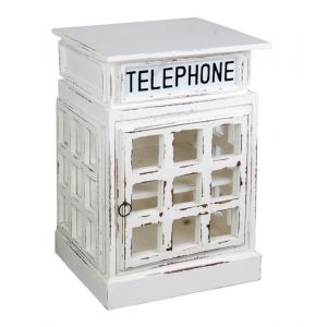 Sunset Trading - Shabby Chic Cottage English Phone Booth End Table Distressed White - CC-CAB064SOLD-WW