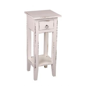 Sunset Trading - Shabby Chic Cottage Narrow Side Table Distressed White Washed - CC-TAB1792LD-WW