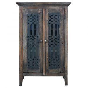 Sunset Trading -  Shabby Chic Cottage  Solid Wood Deco Carved Hall Cabinet  - CC-CAB1195TLD-BWRW