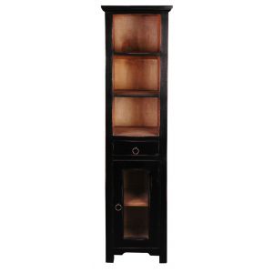 Sunset Trading - Shabby Chic Cottage Tall Narrow Cabinet Antique Black - CC-CAB1924TLD-ABSV