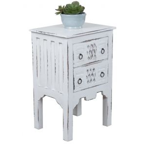 Sunset Trading - Shabby Chic Cottage Whitewashed End Table - CC-TAB098LD-WW