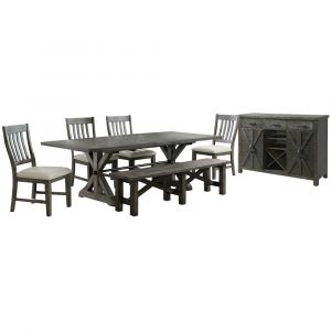 Sunset Trading -  Trestle 7 Piece Dining Set with Bench  - ED-SK100-170BNSR-7P