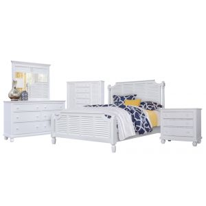Sunset Trading -  White Shutter Wood   5 Piece Queen Bedroom Set  - CF-1105-0150-36-Q5P