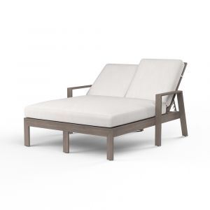 Sunset West - Laguna Double Chaise Lounge in Canvas Flax, No Welt - SW3501-99-FLAX-STKIT