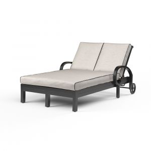 Sunset West - Monterey Double Chaise in Frequency Sand w/ Contrast Canvas Java Welt - SW3001-99-SAND-STKIT
