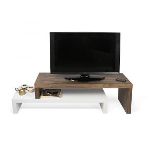 TEMAHOME - Cliff Tv Bench 120 - 120 in Pure White / Walnut - 9003638251