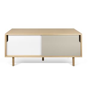 TEMAHOME - Dann 135 Sideboard with Wood Legs in Oak / Pure White & Matte Grey - 9003401473