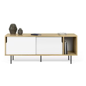 TEMAHOME - Dann 165 Sideboard with Steel Legs in Oak Frame, Pure White Doors, Black Lacquered Steel Feet - 9500400506