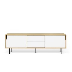 TEMAHOME - Dann Sideboard 201 with Steel Legs in Oak / Pure White, Lacquered Black Steel - 9500401688
