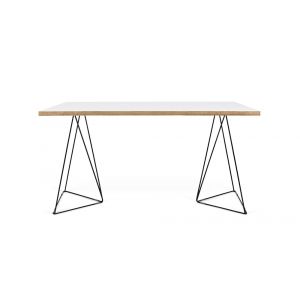 TEMAHOME - Flow Desk in Pure White & Plywood / Black Lacquered Steel - 9500053214