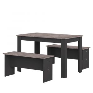 TEMAHOME - Nice Dining Table with Benches in Black / Concrete Look - E2281A7698X00