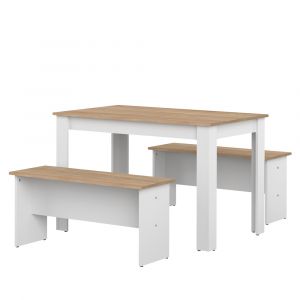 TEMAHOME - Nice Dining Table with Benches in White / Oak Color - E2281A2134X00