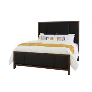 Vaughan Bassett - Crafted Cherry - Artisan and Post Queen Upholstered Bed in Black Fab - 150-552-255-922