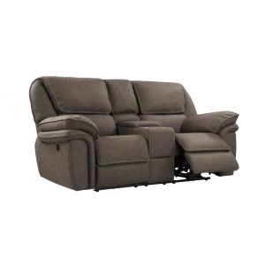 Wallace & Bay - Baker Gray Brown Power Reclining Loveseat with Dual Recliners, Hidden Storage, And USB Charging Station - U510464