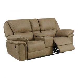 Wallace & Bay - Baker Pecan Power Reclining Loveseat with Dual Recliners, Hidden Storage, And USB Charging Station - U510465