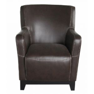 Wallace & Bay - Barrett Dark Brown Accent Chair with Faux Leather Upholstery And Contrast Stitching - U510485