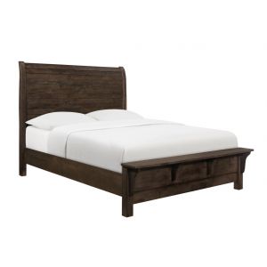 Wallace & Bay - Bonilla Gray Brown King Bed with Curved Plank Headboard And Built-In Bench Footboard - B510079