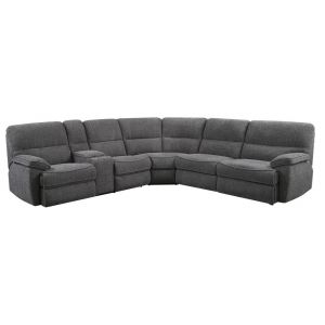 Wallace & Bay - Boyer Textured Gray Full Sleeper Sectional with Dual Power Recliners And Four-Inch Memory Foam Mattress - U510477