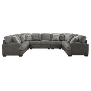Wallace & Bay - Bright Charcoal Tweed and Faux Leather Sectional with Cozy Fabrics And Deep Seating - U510440