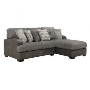 Wallace & Bay - Bright Charcoal Tweed and Faux Leather Sectional Chofa with Cozy Fabrics And Deep Seating - U510442