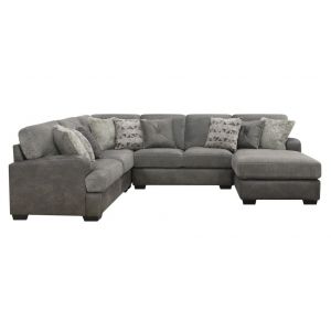 Wallace & Bay - Bright Charcoal Tweed and Faux Leather Sectional Chofa with Cozy Fabrics And Deep Seating - U510441