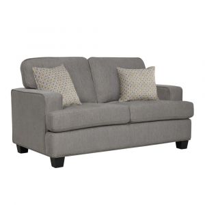 Wallace & Bay - Daugherty Classic Gray Loveseat with Loose Back Cushions, Self Welting, And Wood Legs - U510349