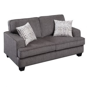Wallace & Bay - Daugherty Mottled Gray Loveseat with Loose Back Cushions, Self Welting, And Wood Legs - U510348