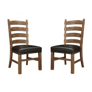 Wallace & Bay - Dodson Brindled Pine Dining Chair with Faux Leather Seat And Ladder Back, - (Set of 2) - D510171