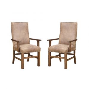 Wallace & Bay - Dodson Brindled Pine Upholstered Dining Arm Chair with Arms And Nailhead Trim (Set of 2) - D510170