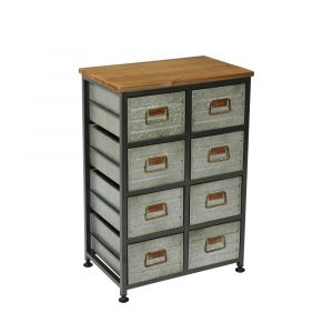 Wallace & Bay - Griffith Galvanized Gray and Rustic Brown Accent Cabinet with Eight Exposed Drawers And Solid Wood Top - AC510002