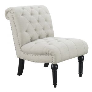Wallace & Bay - Hardy Almost White Armless Accent Chair with Button Tufting, Nailhead Trim, And Turned Legs - U510294