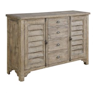 Wallace & Bay - Haynes Limestone Gray Buffet with Louvered Doors, Six Shelves, And Three Drawers - D510181
