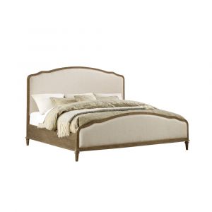 Wallace & Bay - Haynes Limestone Gray and Linen King Bed with Weathered Wood Framing And Curved, Upholstered Headboard And Footboard Panels - B510097