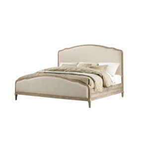Wallace & Bay - Haynes Limestone Gray and Linen Queen Bed with Weathered Wood Framing And Curved, Upholstered Headboard And Footboard Panels - B510095