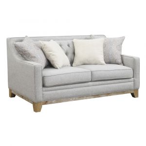 Wallace & Bay - Herman Classic Gray Loveseat with Button Tufting, Track Arms, And Weathered Wood Base - U510394