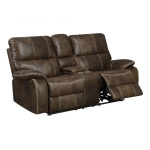 Wallace & Bay - Hooper Dark Brown Reclining Loveseat with Dual Recliners, Hidden Storage, And USB Charging Station - U510474