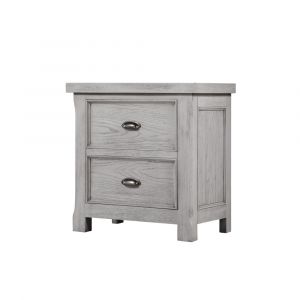 Wallace & Bay - Kane Dove Gray and Bronze Nightstand with USB Charging Station And Wire-Brushed, Wood Finish - B510082