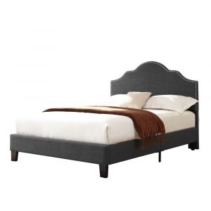 Wallace & Bay - Kirby Cockatoo Gray Full Upholstered Bed with Nailhead, Padded Headboard, And Platform-Style Base - B510037