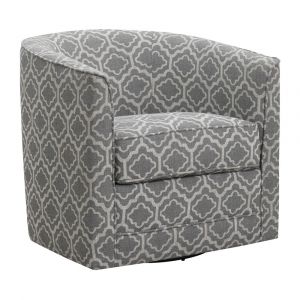 Wallace & Bay - Little Gray Graphic Swivel Accent Chair with Barrel Back And Welt Trim - U510446