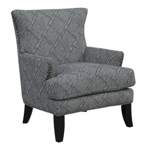 Wallace & Bay - Mcdaniel Charcoal Print Accent Chair with Clean Lines And Nailhead Trim - U510361