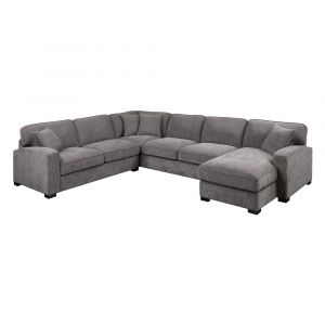 Wallace & Bay - Odonnell Dark Night Sectional, with Pillows, Ultra-Soft Fabric And Block Legs - U510421