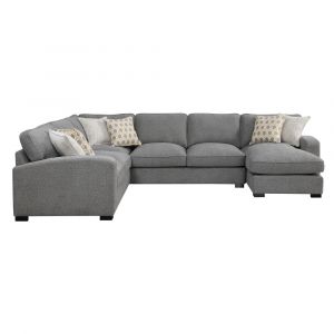 Wallace & Bay - Odonnell Textured Dawn Sectional, with Pillows, Ultra-Soft Fabric And Block Legs - U510420
