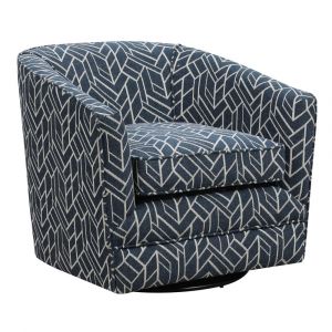 Wallace & Bay - Rivers Arrow Blue Swivel Accent Chair with Curved Back And Patterned Fabric Upholstery - U510425