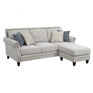 Wallace & Bay - Rivers Malted Milk Sectional Chofa, with Pillows, Reversible Chaise, Rolled Arms, And Nailhead Trim - U510426