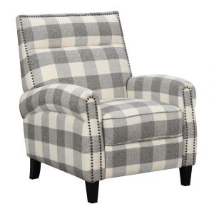 Wallace & Bay - Sampson Press Back Recliner with Graphic Check Upholstery And Nailhead Trim - WBU7504