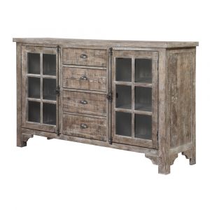 Wallace & Bay - Terry Buffet with Turnbuckle Handles, Six Shelves, Four Drawers, And A Rustic Finish - WBD2750