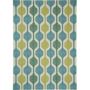 Waverly - Sun N Shade SND70 Blue and Green 10'x13' Oversized Indoor-outdoor Rug - SND70-99446476005_CLOSEOUT