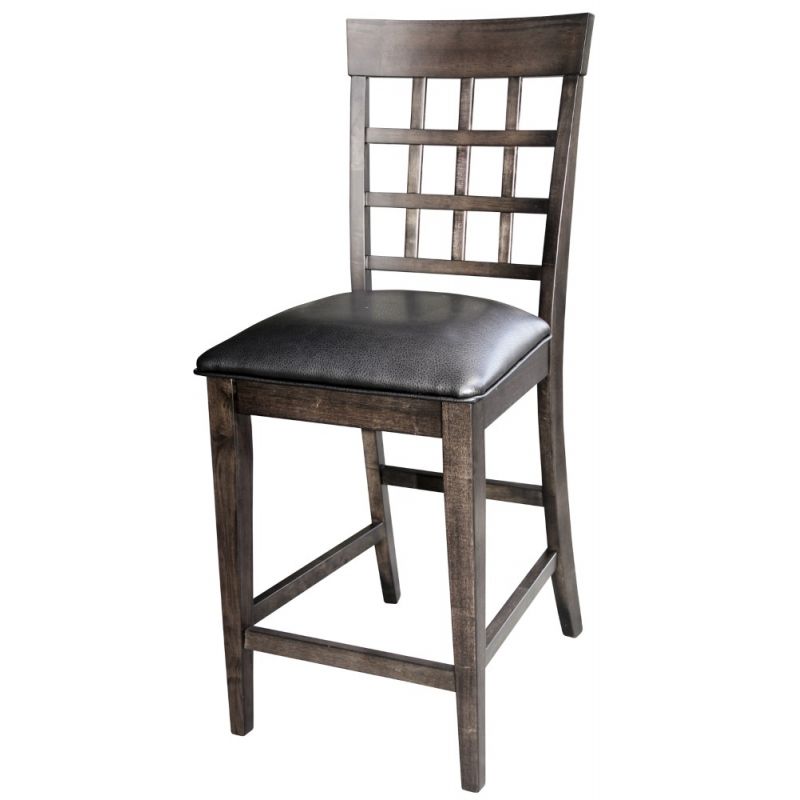 A-America - Bristol Point Lattice back Counter Chair in Warm Grey Finish - (Set of 2) - BTLWG3732